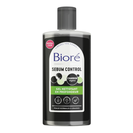 Flacon de Bioré Nettoyant en Profondeur au Charbon 200 ml, adapté aux peaux normales à grasses. Retrouvez une peau rafraîchie et sans défaut avec le Gel Nettoyant en Profondeur au Charbon Sebum Control de Bioré. dakar, Sénégal