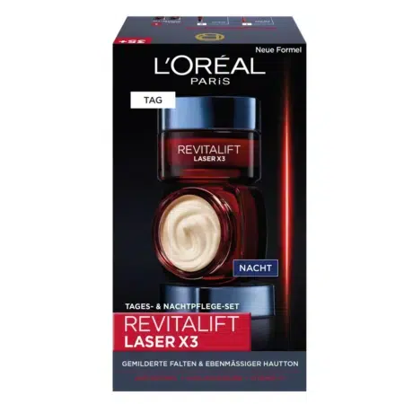 L'Oréal Paris Coffret Revitalift Laser Jour & Nuit Crème Emballage de 100 ml avec texte et image du produit en allemand. dakar, Sénégal