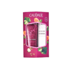 Caudalie - DUO HIVER - THÉ DES VIGNES - Crème Gourmande Mains 30 ml + Soin des Lèvres 4,5 g dans un emballage floral rose et blanc, faisant partie de la luxueuse collection Caudalie DUO HIVER THÉ.