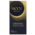 Boîte de Manix Préservatifs Skyn Original Boîte de 10, dans un emballage noir et or avec texte français et anglais, garantissant la qualité. Disponible exclusivement chez Univers Cosmetix Sénégal.
