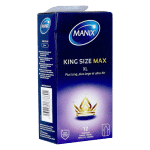 Boîte bleue de préservatifs Manix King Size Max Boîte de 12 avec 12 pièces, avec une image de couronne dorée sur le devant, disponible maintenant à Dakar, Sénégal.