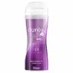 Durex Play 2 en 1 Gel de Massage Douceur et Lubrifiant, se présente dans un flacon de 200 ml avec un emballage violet et un bouchon blanc. Maintenant disponible en vente en ligne à un prix imbattable.