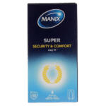 Boite de préservatifs Manix Super Boîte de 6 de 6 pièces, disponible chez Univers Cosmetix. Design dégradé de bleu et icône d'une couronne de laurier, garantissant à la fois qualité et prix abordable (pas cher).