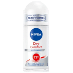 Nivea Déodorant Anti Transpirant Roll-on Confort Sec 0% Alcool 72h Flacon de 50 ml avec protection 72h et label "Haut Aktiv-Formel".