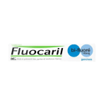 Une boîte de Fluocaril Dentifrice Bi-Fluoré Gencives 145mg, en emballage blanc et vert, fièrement offert par Univers Cosmetix Dakar pour une qualité inégalée.