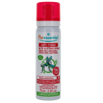 Un flacon de Puressentiel Anti-Pique Spray Répulsif + Apaisant 7H Zones Infestées 75 ml avec bouchon rouge, disponible chez Univers Cosmetix à Dakar, conçu pour soulager les morsures et les piqûres.