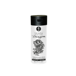 Un flacon cylindrique étiqueté « Shunga Crème Intensifiante Dragon Sensible 60 ml » avec une illustration de dragon sur le devant, illustrant l'engagement qualité d'Univers Cosmetix.