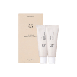 Deux tubes et une boîte de Beauty Of Joseon Relief Sun Coffret Riz + Probiotiques Spf50+ PA++++ (2x 50 ml), mettant en valeur la qualité sur fond blanc. Idéale pour les beaux jours du Dakar, cette crème solaire de qualité mais pas cher vous assure une protection optimale.