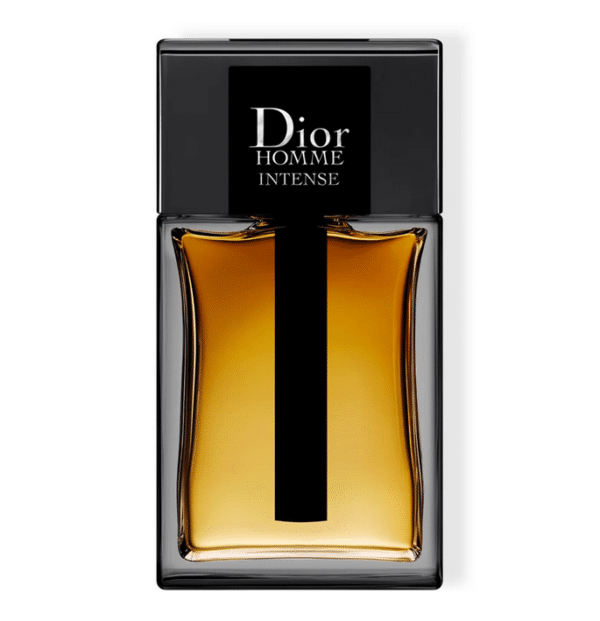 Un flacon de DIOR Dior Homme Intense Eau de Parfum pour homme 50 ml avec un liquide ambré à l'intérieur et un élégant capuchon noir, disponible chez Univers Cosmetix Sénégal pour ceux qui recherchent le luxe sans se ruiner.