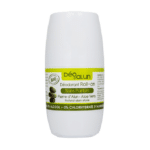 Un flacon MKL Déodorant Alun Roll-on certifié BIO de 50 ml avec une étiquette verte et blanche, contenant des ingrédients naturels de pierre d'alun et d'aloe vera, fièrement fabriqué par Univers Cosmetix à Dakar, Sénégal.