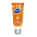 Manix Effect Gel Lubrifiant Sensation Intense Effet Stimulant 80 ml, disponible chez Univers Cosmetix Sénégal, se présente dans un tube orange portant un logo circulaire bleu en haut, garantissant une qualité premium.