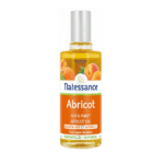 Flacon d'Huile d'Abricot Natessance Revitalise et Adoucit 50 ml, disponible chez Univers Cosmetix, avec une étiquette indiquant « 100% Pure », « Revitalise et Adoucit » et « Tous types de peaux.