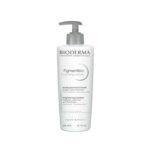 Flacon blanc de Bioderma Pigmentbio Crème Moussante Nettoyant Eclaircissant avec pompe doseuse, 500 ml, idéal pour les peaux éclaircissantes et sensibles. dakar, Sénégal