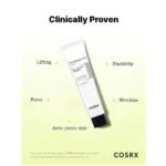 Image d'un tube étiqueté "Cosrx The Retinol Crème Rétinol Concentré à 0,3% Anti Age, Rides, Peau à Tendance Acnéique 20 ml" avec les bienfaits répertoriés autour : lift, élasticité, pores, rides, peau à tendance acnéique. dakar, Sénégal