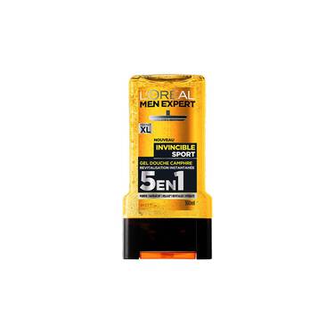 L'Oréal Men Expert Invincible Sport Gel Douche 250 ml dans un élégant flacon jaune et noir offre une solution nettoyante 5 en 1.