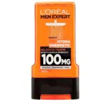 Flacon de gel douche L'Oréal Men Expert Gel Douche Hydra Energetic 250 ml dans un emballage orange avec texte indiquant 100 MG de taurine. dakar, Sénégal