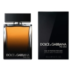 Dolce & Gabbana The One for Men Eau de Parfum pour homme 50 ml, élégamment emballé dans un flacon noir et ambré avec une boîte noire assortie.