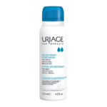 Un flacon de 125 ml d'URIAGE DÉODORANT FRAÎCHEUR au bouchon bleu, offrant une protection 24h anti-odeurs et anti-humidité.