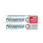 Deux boîtes de dentifrice Parogencyl Dentifrice Protection Gencives ET Blancheur de 75 ml chacune, avec une étiquette rouge indiquant "Offre Spéciale Lot de 2" sur le côté.