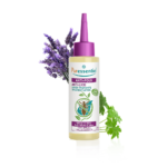 Flacon de Lotion Traitante Anti-Poux Puressentiel : Lotion Traitant pour Traitement Radical 100 ml avec graphisme d'herbes sur fond dégradé violet et vert. dakar, Sénégal