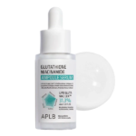 Un flacon d'APLB Glutathion Niacinamide Ampoule Sérum Illuminateur, Hydratant et Anti-âge 40 ml avec un bouchon compte-gouttes, étiqueté 31,3%.