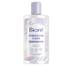 Un flacon de 200 ml de Bioré Gel Nettoyant Doux Hydratation et Glow avec un bouchon violet clair, étiqueté en français et en anglais. dakar, Sénégal