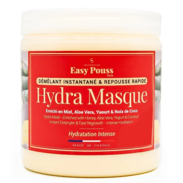 Un pot de 250 ml d’Easy Pouss Hydra Masque Pour Cheveux au Yaourt et à L’Aloe Vera, enrichi en miel, yaourt, huile de coco et aloe vera. dakar, Sénégal