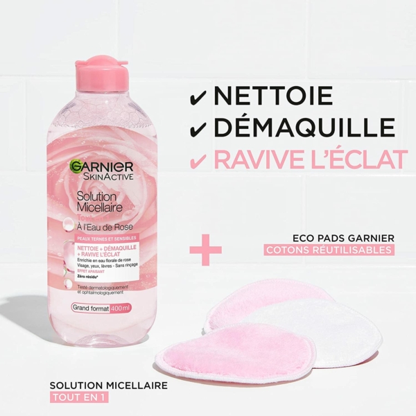 Garnier Solution Micellaire a l'Eau de Rose 400ML – Image 2