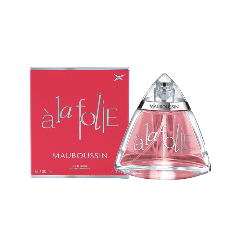 Un flacon et un coffret de MAUBOUSSIN À la Folie l’Eau de Parfum 100 ml