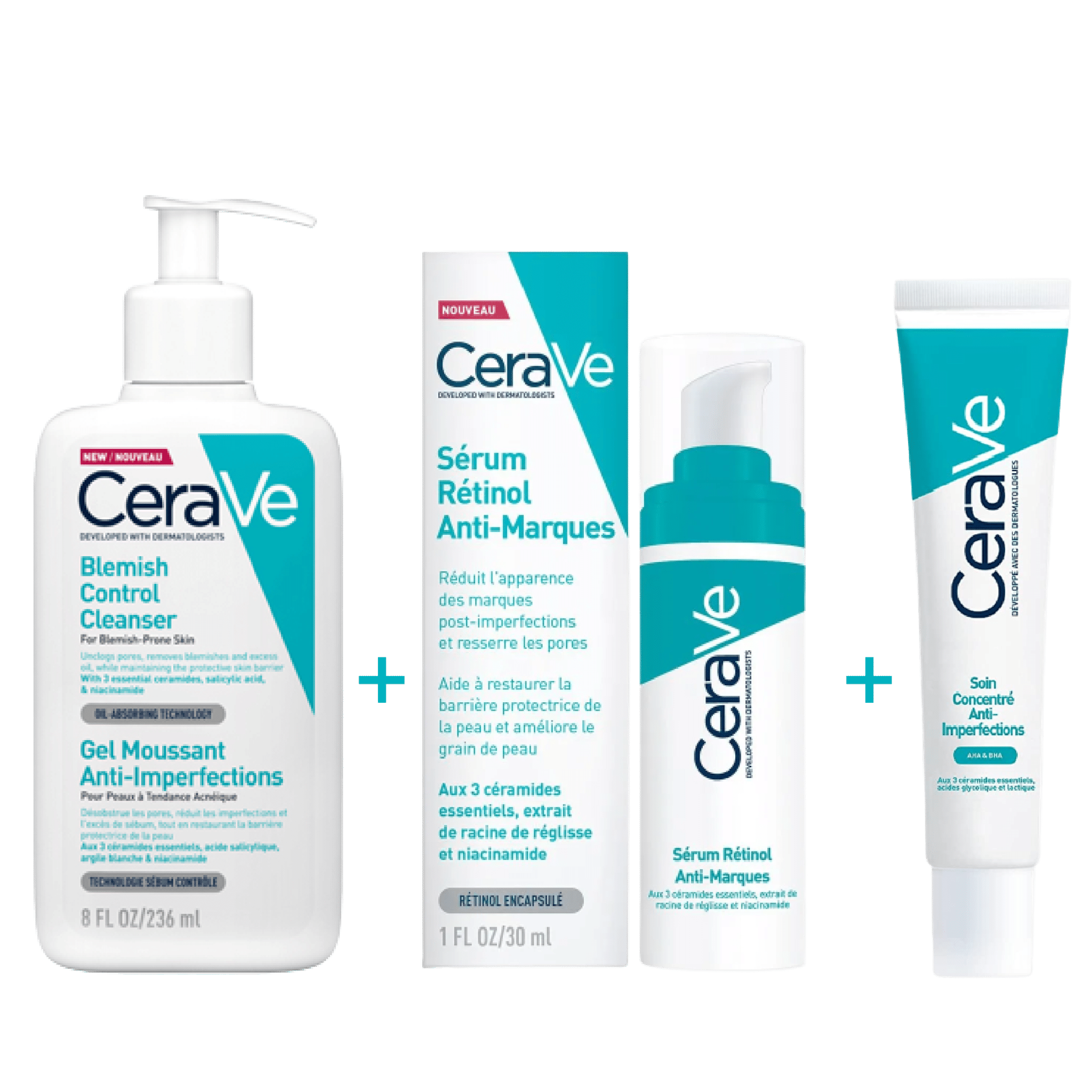 Un coffret de trois produits de soin Cerave Gamme Anti-Imperfections