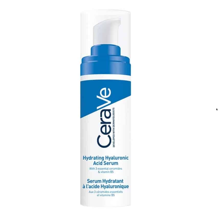 CeraVe Sérum Hydratant Acide Hyaluronique 30 ml dans un flacon pompe blanc et bleu