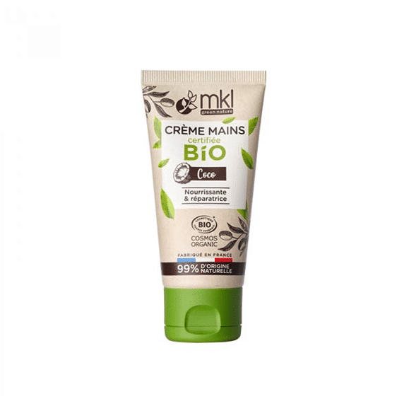 Tube de MKL Crème mains certifiée BIO Coco - Crème mains 50 ml avec bouchon vert