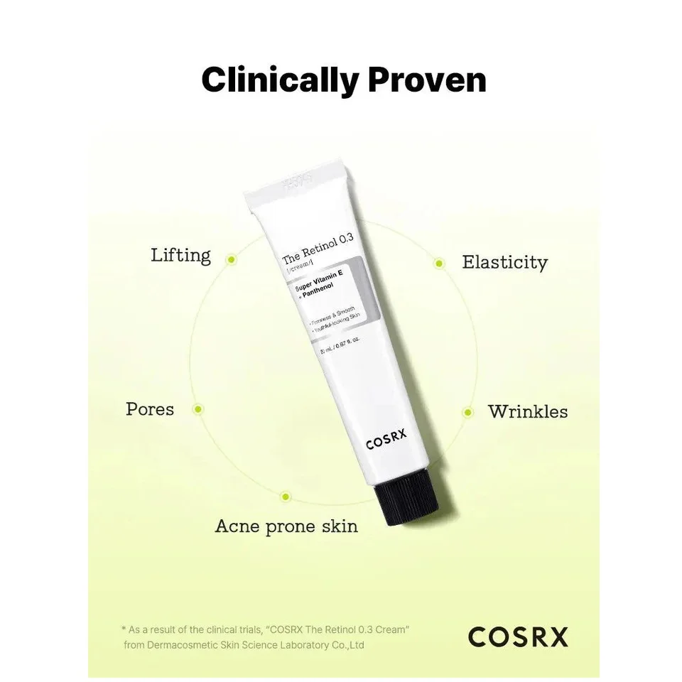 Image d'un tube étiqueté "Cosrx The Retinol Crème Rétinol Concentré à 0