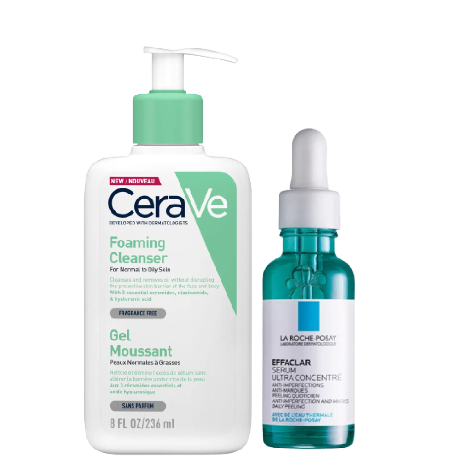 Kit SOS Anti Imperfections Cerave Gel Moussant + La Roche Posay Sérum Effaclar Anti-acné