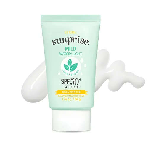 Tube vert menthe d'Etude Crème Solaire Légère Sunprise Mild Watery Light crème solaire avec SPF 50+ PA+++