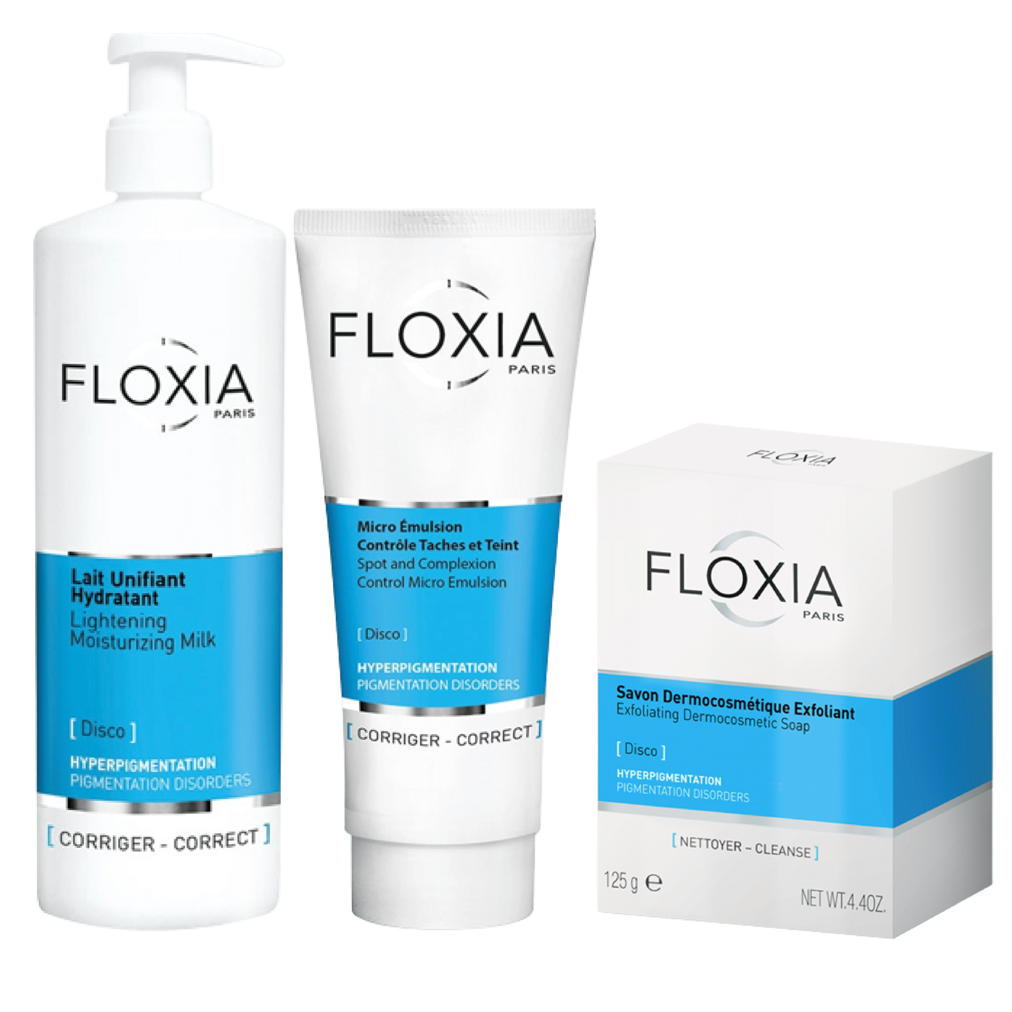 Découvrez trois produits de soin Floxia Coffret de Soins Unifiant Contre les Tache Visage et Corps de haute qualité