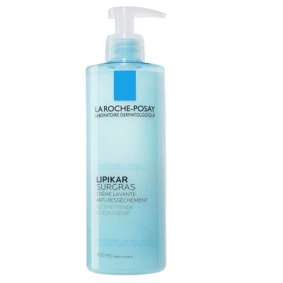 Flacon bleu de La Roche-Posay Lipikar Surgras Crème Lavante Anti-Dessèchement