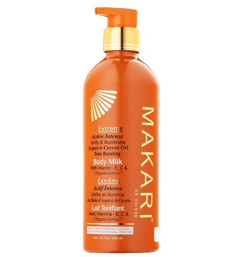 Makari - Extreme Argan Carrot Oil - Lait De Corps Unifiant Anti-tache 500 ml en flacon pompe orange à l'huile d'argan et de carotte