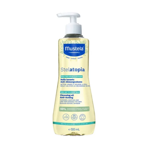 Un flacon de 500 ml d'Huile Lavante Stelatopia MUSTELA