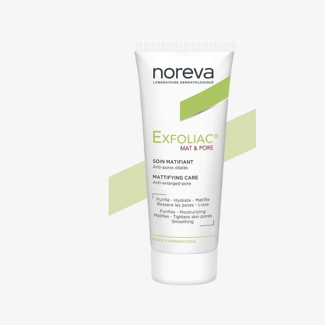 Tube blanc de crème Noreva Exfoliac Mat and Pore Soin Matifiant Anti Pores Dilatés 30 ml