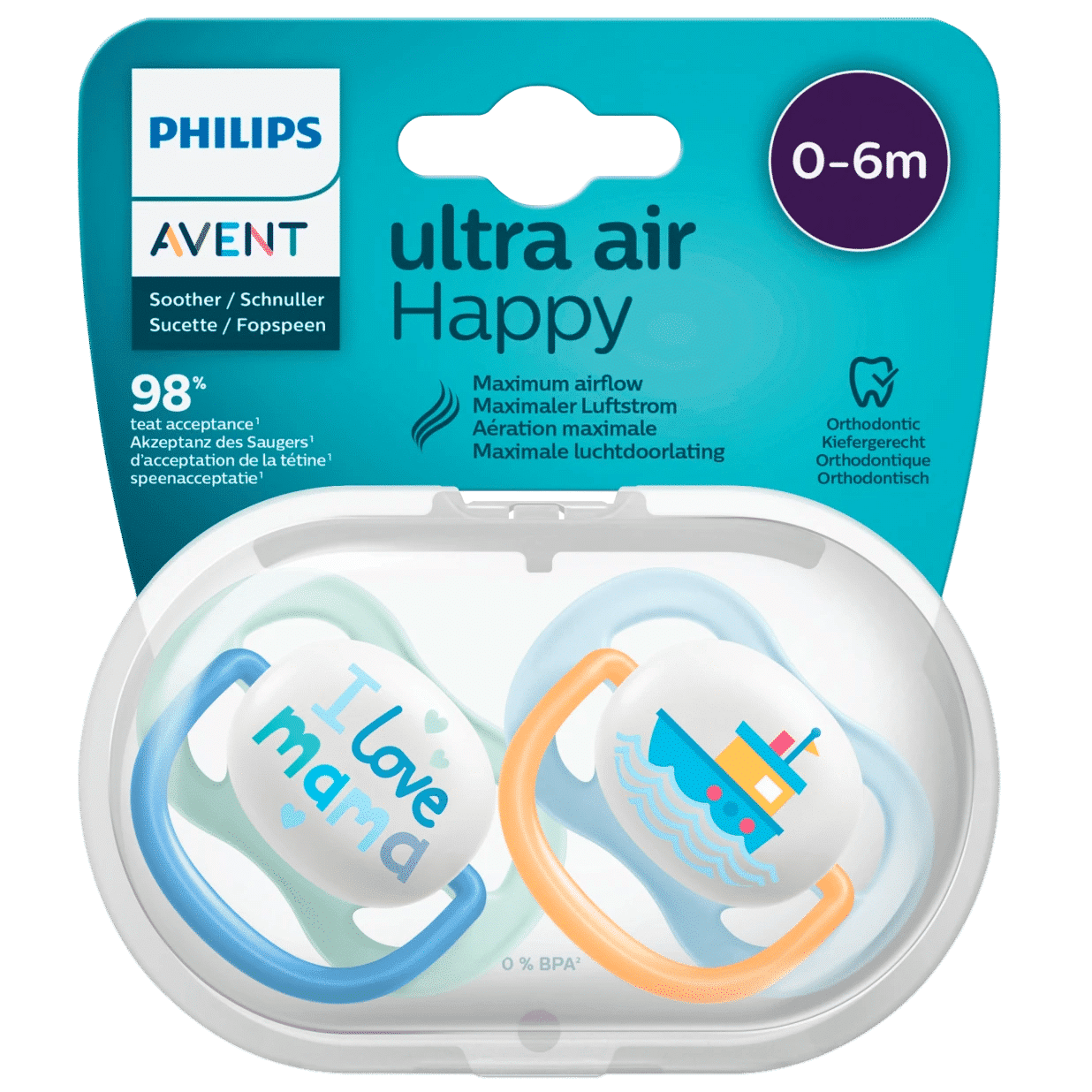 Conditionnement pour Philips Avent Sucette Ultra Air Happy 2 Pièces (Age