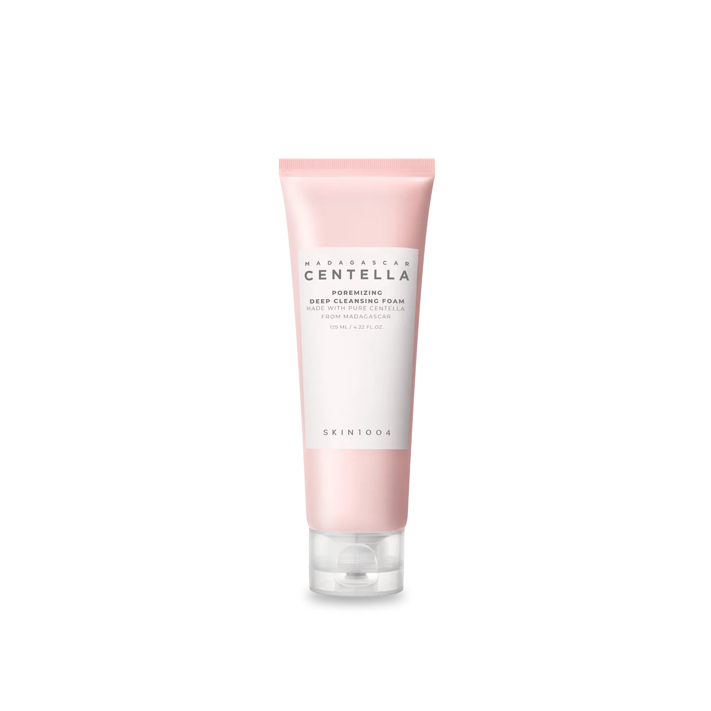 Un tube rose de Skin1004 Poremizing Deep Cleansing Foam 125 ml sur fond blanc.