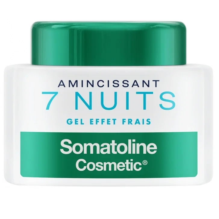 Un pot de 400 ml de Somatoline Cosmetic Amincissant 7 Nuits Ultra Intensif Gel Frais avec un couvercle vert et un corps blanc. dakar