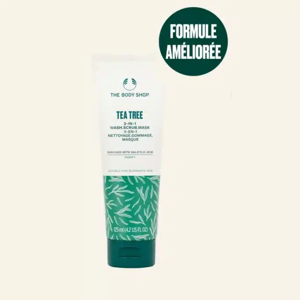 The Body Shop 3-en-1 Nettoyage Gommage Masque Arbre à Thé 125ml