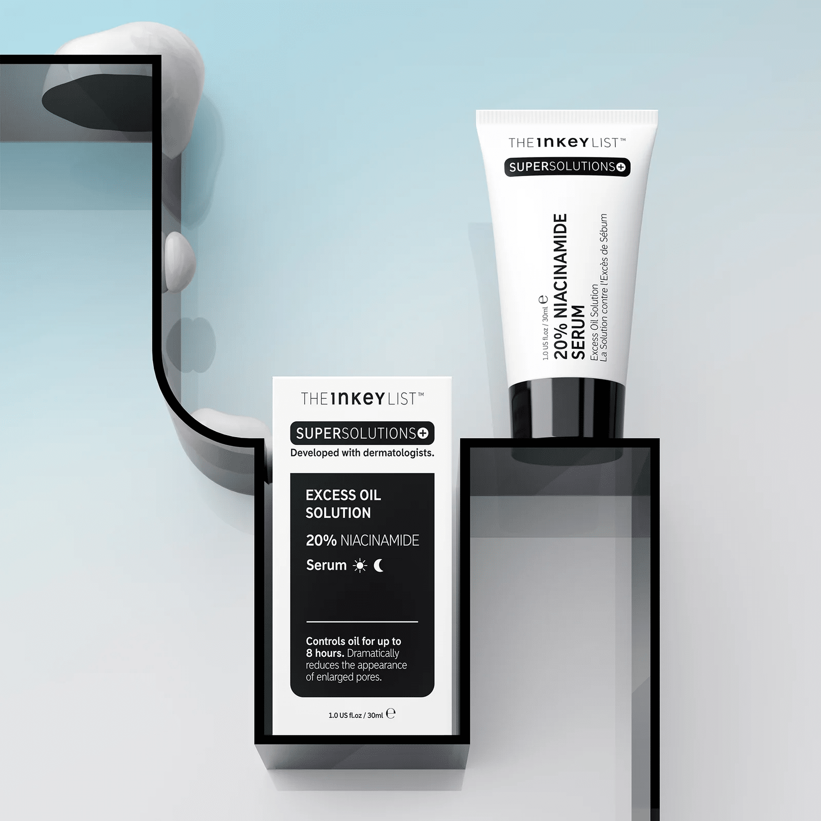 Deux tubes de The Inkey List Solution contre Excès de Sébum Niacinamide 20% Anti Pores Dilatés 30 ml