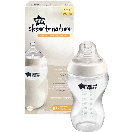 Tommee Tippee Biberon Closer to Nature Transparent à partir de 3 Mois 340 ml