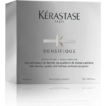 Coffret argenté de Kerastase Densifique Cure Femme Booste la Densité des Cheveux 30X6 ml, un activateur de densité et de volume capillaire. L'emballage met en valeur les détails du produit, soulignant les recherches avancées de la marque pour améliorer votre routine de soins capillaires. Dakar